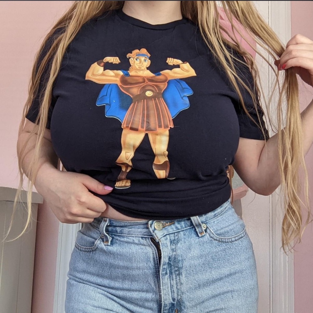 ❤️‍🔥BOGO free Disney Hercules Animated Hero T-Shirt Graphic Tee Navy Vintage
